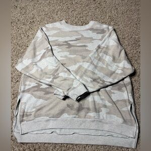 American Eagle Outfitters Beige Camouflage Crewneck Sweater